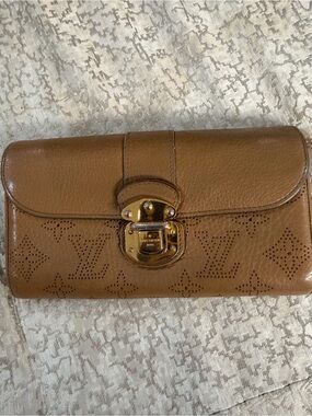 Louis Vuitton Tan Brown Perforated Monogram Leather Wallet